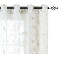 Living Room Floral Leaf Grommet Embroidery Sheer Curtains Voile Window Curtains